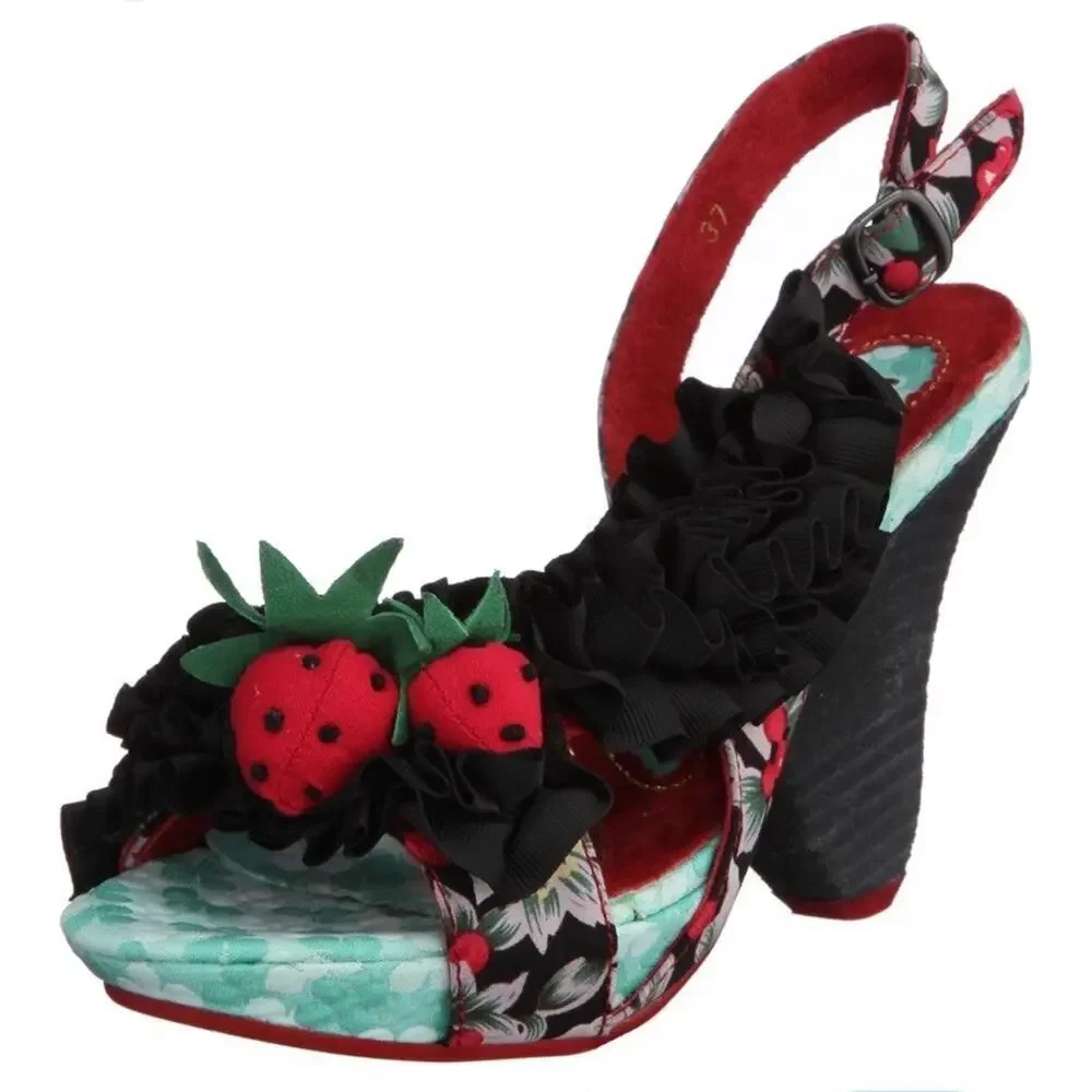 IRREGULAR CHOICE Raspberry Ripples Slingback Sandals Cottagecore Platform 40 9.5